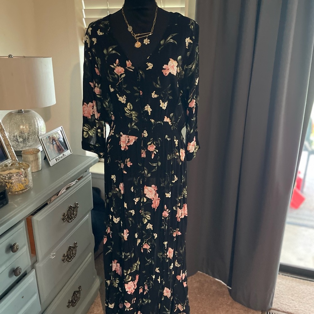 Floral Black Dress
